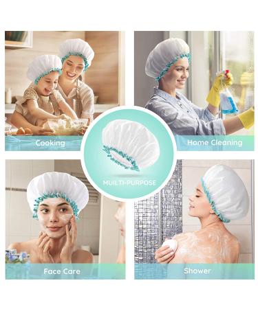 mikimini X-Large White Shower Cap for Long Hair - 12 inch Waterproof Washable Hair Cap for Women and Girls - Super Cute and Extra Large (Pack of 1) - Buy Online on GoSupps.com