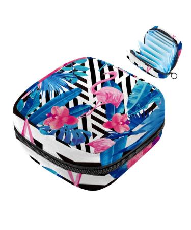 Javenproeqt portable women's binding bags menstrual cup pocket female menstrual pads bags for teenage girls tampons for the first period jungle flamingo stripes multicolored