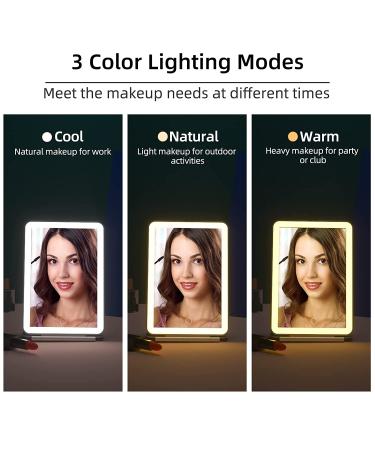 Rechargeable Travel Vanity Mirror | Lighted Makeup Mirror with 3 Colors Lighting and Touch Screen Dimming | Portable Compact Mirror with 72 LED Lights - White - Buy Online on GoSupps.com