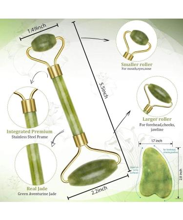 Jade Roller for Face - Gua Sha - Lymphatic Drainage Tool for Face Eye Neck Body - Skin Tightening - Reduces Wrinkles and Fine Lines - Buy Online on GoSupps.com