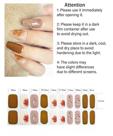 TrueShei Brown Flowers UV Gel Nail Foils - 20 pcs Self-Adhesive Nail Film Stickers | Perfect Gellack Wraps for Stunning Nail Art - Buy Online on GoSupps.com