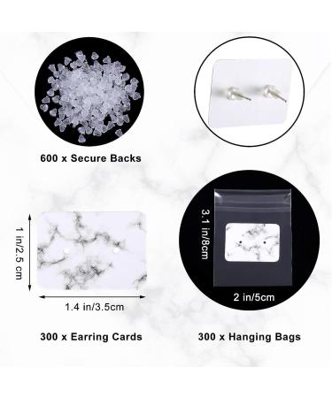 1200 Pieces Marble Earring Display Cards Set - Earring Holders, Earring Backs, Self-Seal Bags for Jewelry - 1 x 1.4 Inch (White) - Buy Online on GoSupps.com