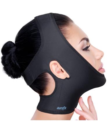 Neck Chin Compression Garment Strap Bandage, Face Slimmer, Double Chin Wrap Black L
