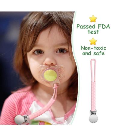 Nuanchu 8-Piece Braid Pacifier Clip Set for Baby Girl Boy - Bright Colors - Buy Online on GoSupps.com