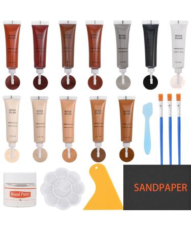 Wood Repair Kit 12 Colors Resin Filler Restore Finish for Wood Furniture Touch Up Paint Laminate Floor Repair Kit for Scratches Stains and Holes
