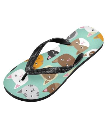 Mnsruu Cute Cat Faces Flip Flops | Animal Sandals Slippers for Men & Women | Perfect for Travel Spa & Home Use - Buy Online on GoSupps.com