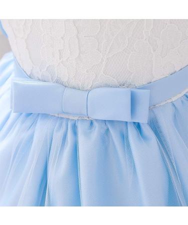 FYMNSI Baby Girl Baptism Christening Dress - Lace Floral Embroidery Princess Gown with Headband, Blue (6-9 Months) - Buy Online on GoSupps.com