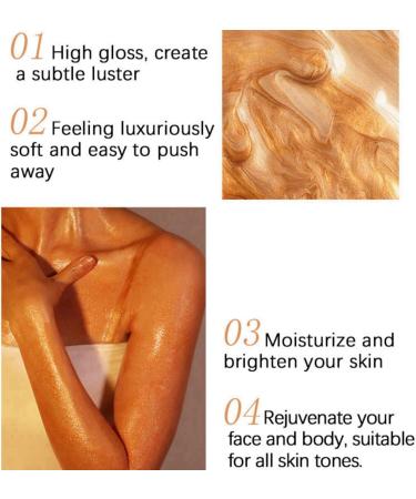 Body Shimmer Oil Waterproof Gold Bronze Body Glow Liquid Non-Sticky Face and Body Glow Shimmer Body Liquid Luminizer Highlighter Shimmering Body Oil Glitter Body Lotion Shimmer Moisturiser 80ml - Buy Online on GoSupps.com