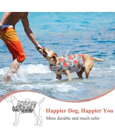 Vivaglory Ripstop Dog Rescue Vest - Enhanced Buoyancy & Visibility for Small to Medium Dogs Flower Orange XL (78-96cm Chest) - Buy Online on GoSupps.com