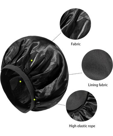 Awegeo 3 Large Silk and Satin Nightcaps for Women - Long Hair Bonnet and Black Hats for Girls - Buy Online on GoSupps.com