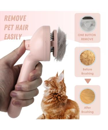 Premium Cat Brush with Water Tank & Self-Cleaning Button | Anti-Static & Knotting Dog Brush for Long & Short Hair Pink - Buy Online on GoSupps.com