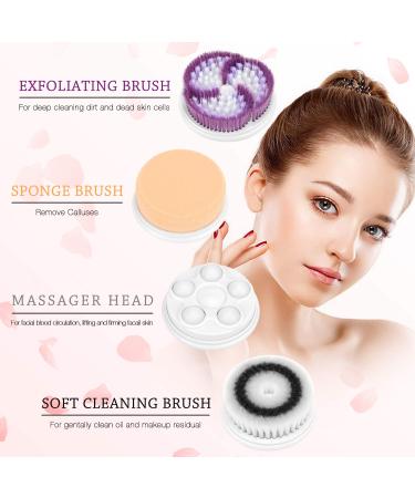 Rechargeable Facial Cleansing Brush Set with 4 Heads | IPX6 Waterproof Electric Face Scrubber for Deep Cleaning, Exfoliating & Blackhead Removal | 2 Adjustable Speeds - Blue - Buy Online on GoSupps.com