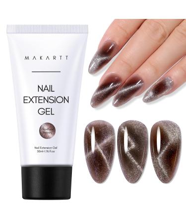 Makartt Cat Eye Poly Nail Gel 50ML Gel Builder Magnetic Effect Soak Off Nail Extension Strengthener 3D DIY Hard Gel Nail Art Design Manicure Home Salon - Woodland Mystery