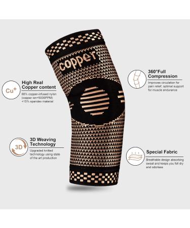 Fhmidic Copper Elbow Sleeve - Compression Brace for Tendonitis Tennis Elbow Arthritis & Pain Relief | Ideal for Weightlifting & Recovery - Large Size for Men & Women - Buy Online on GoSupps.com