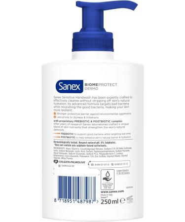 Sanex BiomeProtect Sensitive Liquid Hand Wash with pump 6x250ml Hand Soap 250 ml (Pack of 6) - Buy Online on GoSupps.com
