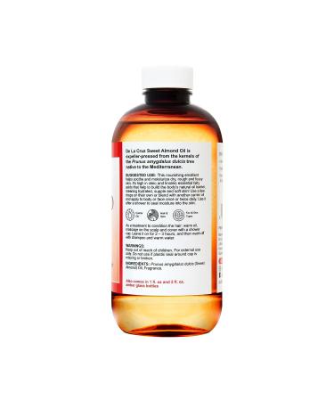 De La Cruz Sweet Almond Oil for Skin and Hair - 8 Fl Oz (236 mL) - Buy Online on GoSupps.com