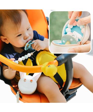 MOMINSIDE Pacifier Case Holder with Clip - Cute Rabbit Bag Charm - Holds 2 Pacifiers - White & Pink - Buy Online on GoSupps.com