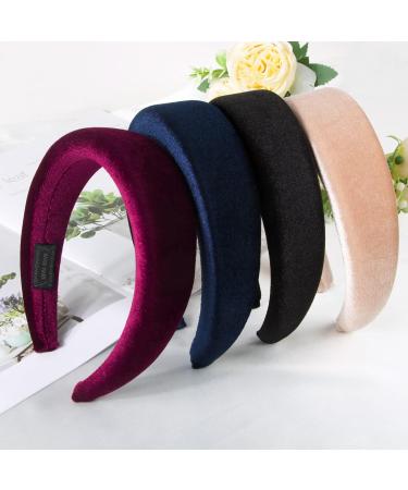 Blessing 4-Pack Padded Hair Ropes & Headbands for Women - Wide Hair Bands Hair Accessories in Black Blue Red & Apricot - Buy Online on GoSupps.com