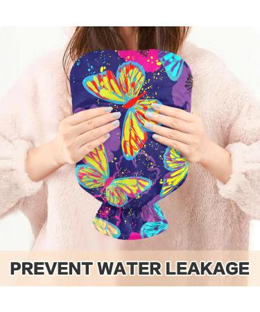 Colorful Butterfly Hot Water Bottle with Cover - 2L Pain Relief for Women & Adults - Hand & Foot Warmer - Buy Online on GoSupps.com