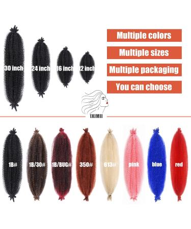 IXIMII 3 Pack Springy Afro Twist Hair 16 Inch - Pre-Separated Kinky Marley Twist Braiding Hair for Spring & Bomb Twists - Soft Synthetic Crochet Extensions in Natural Black Color 1B - Buy Online on GoSupps.com