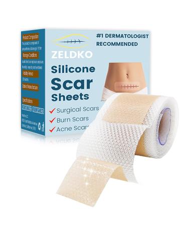 Silicone Scar Sheets Medical-Grade Silicone Tape for Wound Care Bandages Scars Strips for Surgical Scars Keloid C-Section Burns Injuries Acne Stretch Marks Removal Sheet Patch (1.6 x 120 ) 120X1