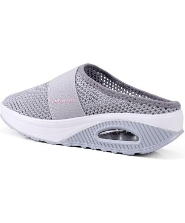 Women's Air Cushion Slip-On Walking Shoes - Orthopedic Diabetic Mesh Clogs - Grey 5.5 - Buy Online on GoSupps.com