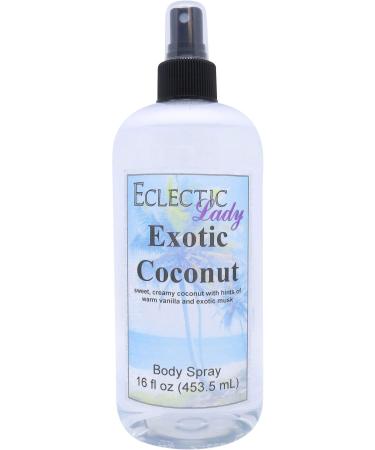 Exotic Coconut Body Spray 16 ounces Body Mist for Women with Clean Light & Gentle Fragrance Long Lasting Perfume with Comforting Scent for Men & Women Cologne with Soft Subtle Aroma For Daily 16 Fluid Ounces