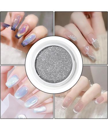 Chrome powder for gel nails chrome powder holographic nail powder | Nail powder with silver mirror effect gel powder with silver mirror effect nails with silver mirror effect - Buy Online on GoSupps.com