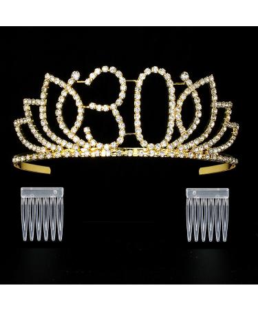 DcZeRong Queen 30th Birthday Tiara - Gold Rhinestone Crystal Diamond Crown for Women - Buy Online on GoSupps.com