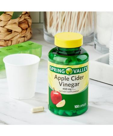 Spring Valley Apple Cider Vinegar Capsules 450 mg 100 Count Non-GMO Gluten Free Supplement Set with Basket Goods Store - Buy Online on GoSupps.com