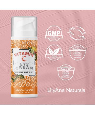 LilyAna Naturals Vitamin C Eye Cream - Brightening & Anti-Aging Benefits for Dark Circles - 1oz - Buy Online on GoSupps.com
