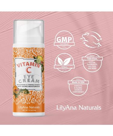 LilyAna Naturals Eye Cream Bundle - Vitamin C Anti-Aging Treatment for Dark Circles, Puffiness, Fine Lines & Wrinkles - 1.7 Oz + 1 Oz - Buy Online on GoSupps.com