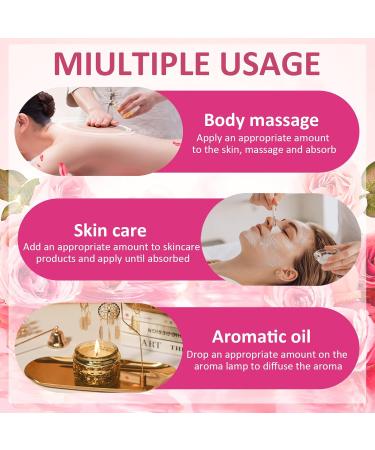 Rose Essential Oil Organic Rose Oil 100% Pure & Natural Cold Pressed Veganm for Face Skin Body Hair Hands for Skin Brightening Anti-Aging Anti-Wrinkle & Hydrating 60 ml - Buy Online on GoSupps.com