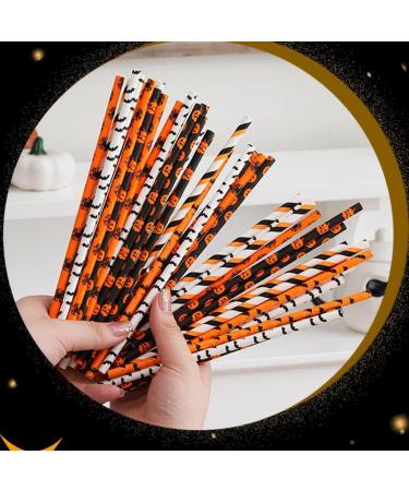 Halloween 100 Pieces of Halloween Paper Straws Biodegradable Drinking Two Tone Striped Dot Straw Mix for Wedding Supplies and Party Favors (Color : E) - Buy Online on GoSupps.com