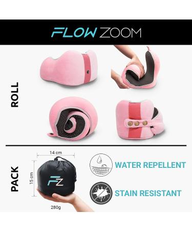 FLOWZOOM Kids Travel Pillow - Memory Foam Neck Pillow for Car & Plane | Comfy Kids Pink Design - Buy Online on GoSupps.com