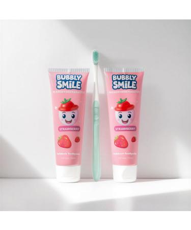 Bubbly Smile Kids Toothpaste | Fluoride-Free & Safe to Swallow | Nano Hydroxyapatite Strengthens Enamel | Glycerin Free | Natural Strawberry Flavor - Buy Online on GoSupps.com