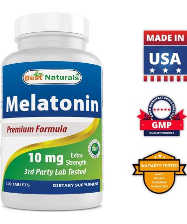 Best Naturals Melatonin 10mg Tablets - Non-GMO Sleep Aid - 120 Count - Buy Online on GoSupps.com