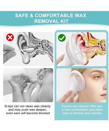 Electric Earwax Cleaner | Earigator Ear Cleaning System | Ear Wax Removal Kit with 4 Pressure Modes | USB Rechargeable | White - Buy Online on GoSupps.com