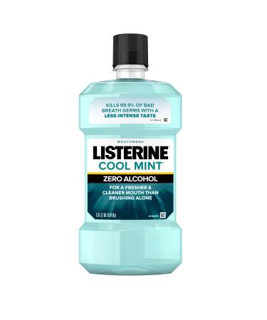 Listerine Zero Alcohol Mouthwash, Alcohol-Free Oral Rinse to Kill 99% of Germs That Cause Bad Breath for Fresh Breath & Clean Mouth, Less Intense Taste, Cool Mint Flavor, 1 L - Buy Online on GoSupps.com