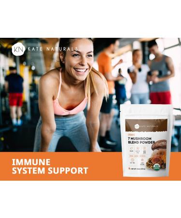 Kate Naturals Organic 7 Mushroom Blend Powder (2oz) - Immune Support & Energy Booster | Rich in Vitamins, Minerals & Antioxidants - Buy Online on GoSupps.com