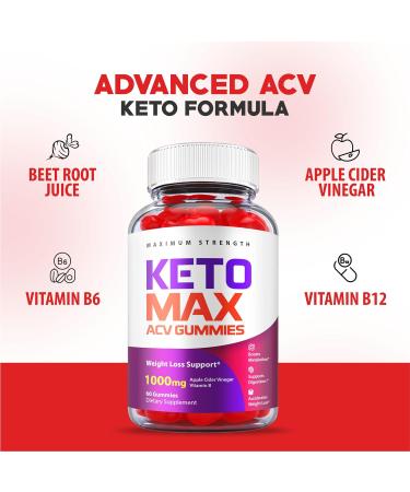 (5 Pack) Keto Max ACV Gummies - 1000mg Apple Cider Vinegar with B12, Beet Root, Pomegranate Juice - Vegan Formula for Keto Diet - 300 Gummies - Buy Online on GoSupps.com