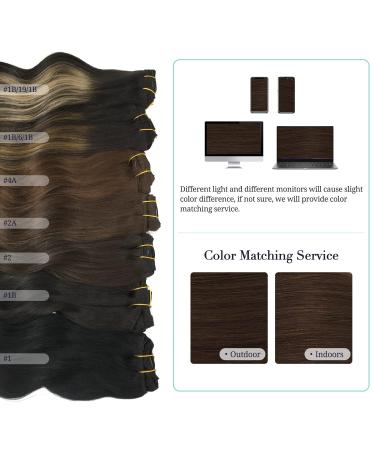 Doores Clip-In Real Hair Extensions - 50cm Balayage Natural Black to Chestnut Brown - 9 Pieces 150g Remy Hair - #1B/6/1B - Buy Online on GoSupps.com