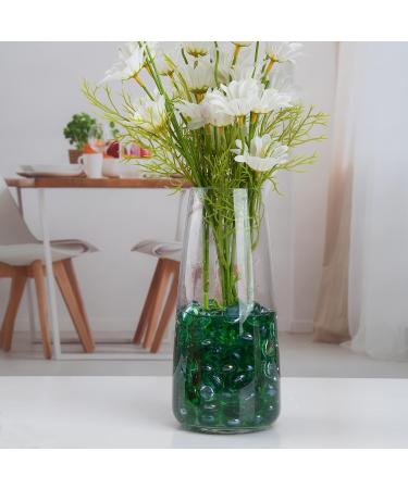 Hisredsun 290 Glass Pebbles - 1.35kg Green Flat Marble Pearls Decorative Stones for Aquarium & Flowerpots 17-20mm Fire Glass Pebbles - Buy Online on GoSupps.com
