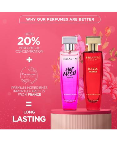 Bloom Beauty Bella Vita Luxury Hot & Classy Gift Set for Women 2 x 50Ml with Hot Mess D.I.V.A. Perfume|Floral Woody Long Lasting EDP Fragrance Scent - Buy Online on GoSupps.com