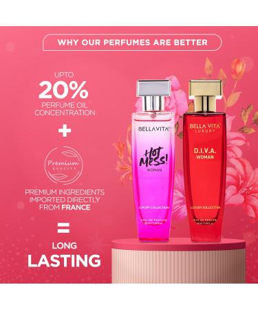 Bella Vita Luxury Hot & Classy Gift Set for Women 2 x 50Ml with Hot Mess D.I.V.A. Perfume|Floral Woody Long Lasting EDP Fragrance Scent - Buy Online on GoSupps.com