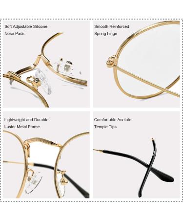 PORADAY Blue Light Blocking Glasses for Women & Men - Retro Round Metal Frames 100% Anti-Blue Light Lens - A1 Gold - Buy Online on GoSupps.com