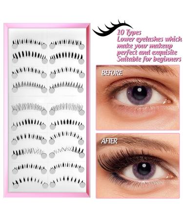 20 Pairs Wispy Mink Top & Bottom False Eyelashes Set with Applicator - Reusable Faux Mink Anime Lashes for Cosplay - Buy Online on GoSupps.com