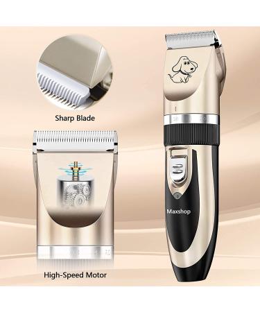 Maxshop Rechargeable Low Noise Dog Grooming Kit - Electric Clippers for Dogs and Cats - Includes Comb Guides, Scissors, and Nail Kit - Gold-1 - Buy Online on GoSupps.com
