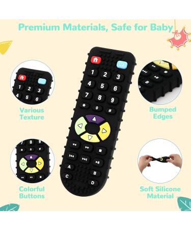 Baby Biting Toys - BPA-Free Silicone Dental Aid | 2 Bathing Toys & Remote Control Bite Ring for 3-12 Months - Black & White - Buy Online on GoSupps.com
