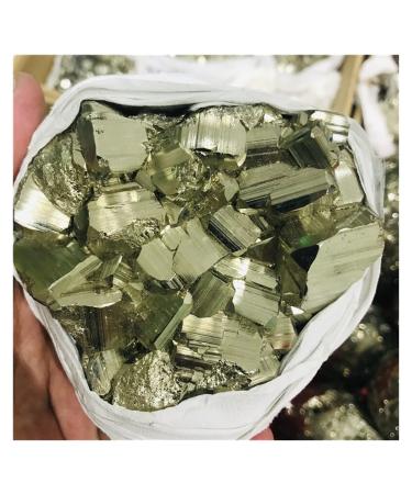 Natural Crystal Rough Natural Pyrite Ore Copper Pyrite Specimen Chalcopyrite Crystal Rock Stones Cluster Collection Stone Decoration (Size : 350-400g)